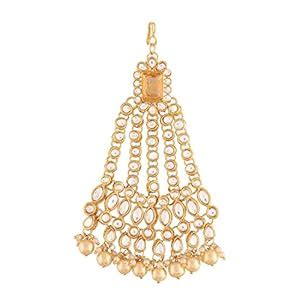 Buy I Jewels 18k Gold Plated Mughal Beautiful Long Pearl Kundan Jhumar ...