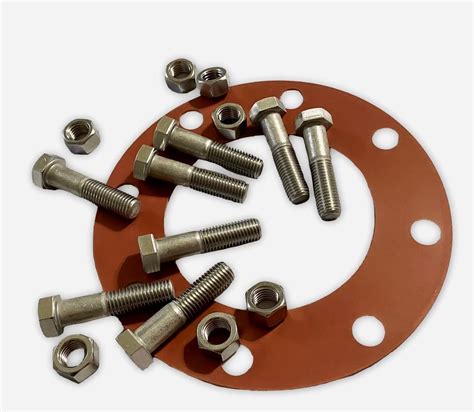 2" Flange Pack, Includes 1/8" Full-Face Red Rubber Gasket & 4 Stainless ...