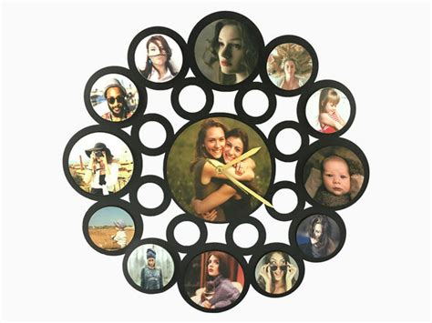 Personalized Wooden Wall Clock - 8 Photo Clock - Customized Clock ...