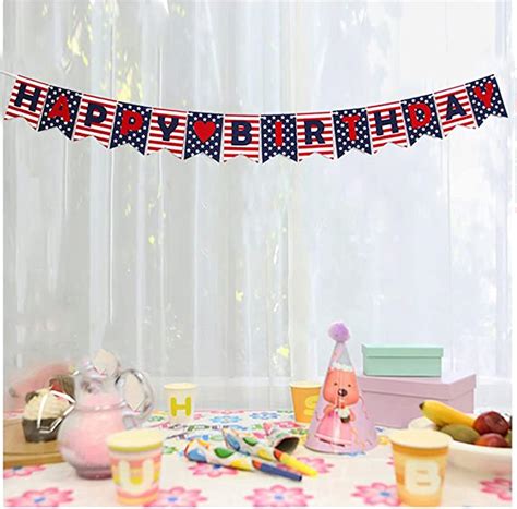 Buy Stars and Stripes Happy Birthday Banner, National Flag Style Banner ...