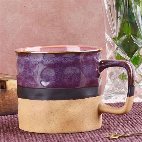 Crumpled paper effect Studio Pottery Mugs - Purple and Beige Set of 2 ...
