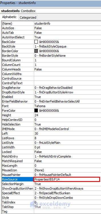 Image result for VBA RowSource Property