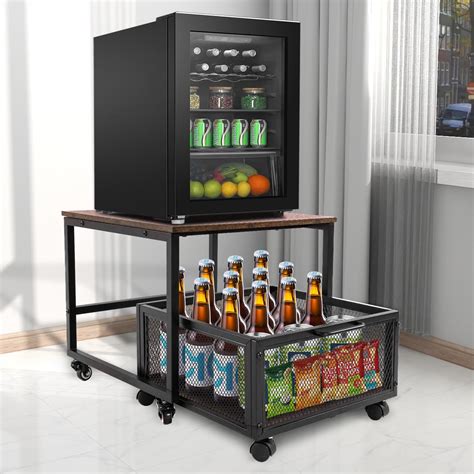 Amazon.com: Mini Fridge Stand with Storage, 4 Wheels with Bearings, 200LB Load-bearing, Compact ...