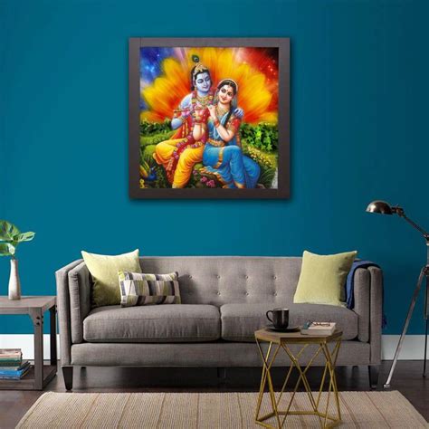 Style Crome Radha Krishna & Gopi Dance Wooden Framed Bedroom/Living ...