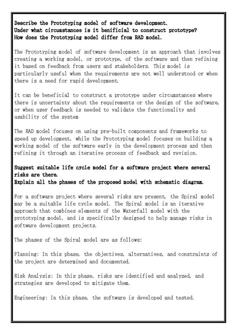 SE Notes 2 - Software engineering - Describe the Prototyping model of ...