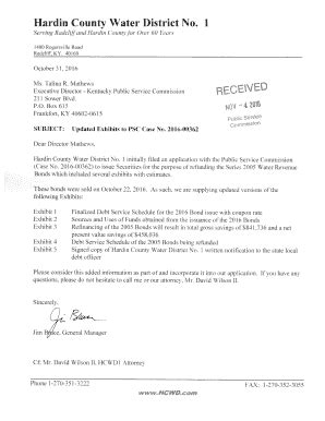 Fillable Online psc ky Hardin County Water District No. 1 Updated ...