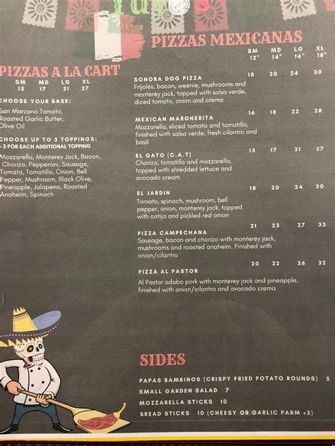 Menu at Yuyo's Pizza & Mexican Kitchen pizzeria, Sitka