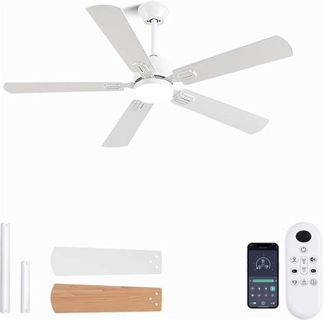 56inch Modern White Ceiling Fans with Lights and Remote/App Control ...