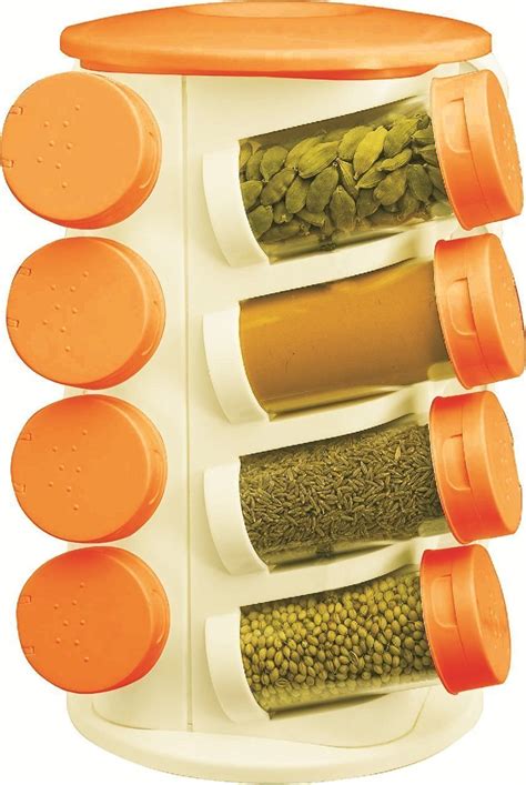 shroodax LOSANGE Food Grade Plastic 16-Jar Revolving Spice Rack (16 ...