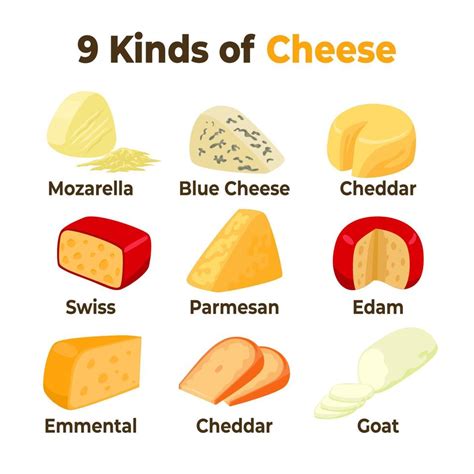 Different Types Cheese List 的图像结果