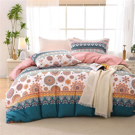 Amazon.com: Boho Duvet Cover Queen, Microfiber Boho Chic Bedding Set, 3 ...