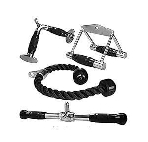 Cable Attachment Combo: Double D Handle, V-Shaped Bar, Triceps Rope ...