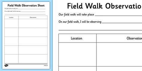 Field Walk Observation Sheet (teacher made) - Twinkl