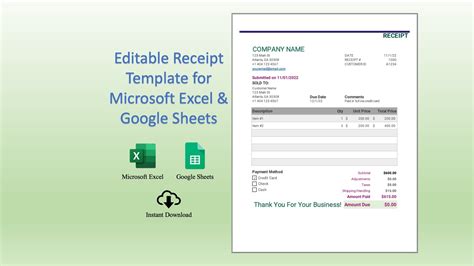 Receipt Template In Excel