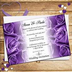 Wedding Invitations With Pictures Of by 10 Personalised Purple Roses Wedding Invitations Invites Wedding Invitations With Pictures Of