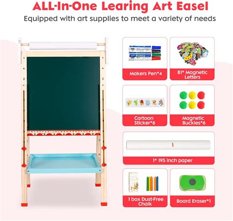 Joonly Double-Sided Kids Easel with Paper Roll, Whiteboard, India | Ubuy