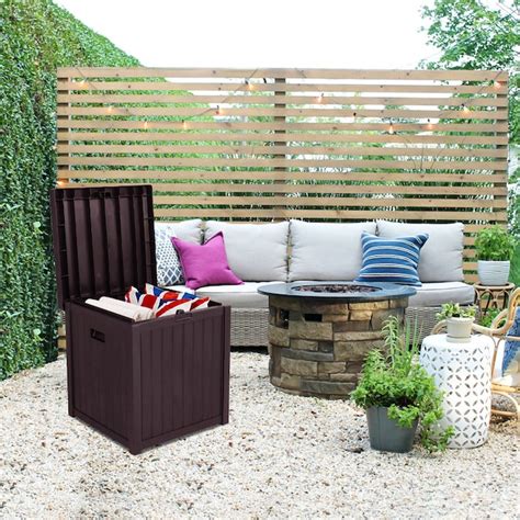 Winado 51 Gallons Garden HDPE Storage Deck Box Brown 396477812049 at ...