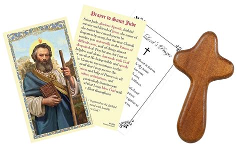 St Jude Prayer Card - Laminated Saint Jude Prayer Card, Handheld Cross ...