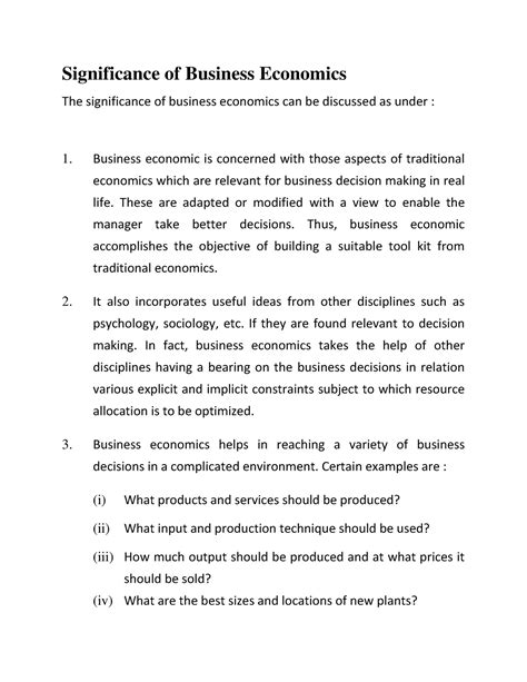 Significance of Business Economics - These are adapted or modified with ...