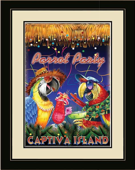 Northwest Art Mall JM-6606 LFGDM PP Captiva Island Florida Parrot Party ...