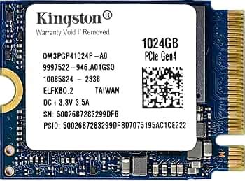 Kingston 1TB M.2 2230 PCIe Gen 4.0x4 NVMe SSD TLC NAND (R/W Speeds up ...