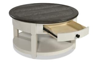 Laurel White & Gray Round Storage Coffee & 2 Chairside Table Set | Bob ...