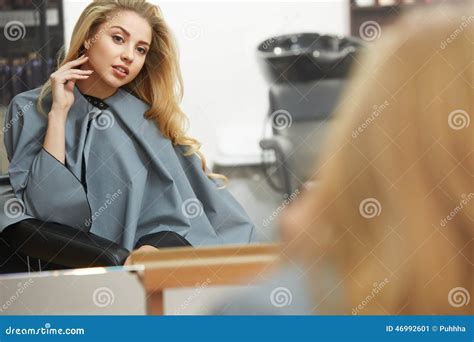 Blonde Hair. Woman in Hair Salon Stock Image - Image of hair, young ...
