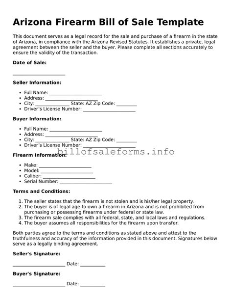Printable Arizona Firearm Bill of Sale Template ⋆ Free Bill of Sale Forms