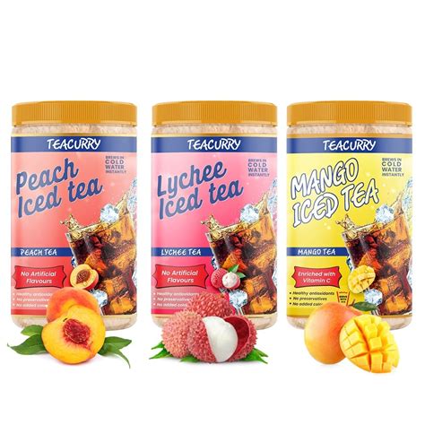 Teacurry Instant Iced Tea Combo of 3 (160g Each) - Peach, Litchi ...