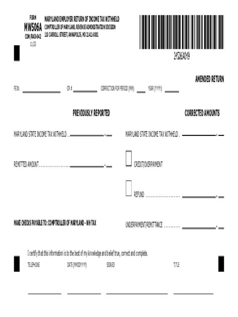 2024-2026 Form MD Comptroller MW506A - Blank Fillable Template | Fill ...