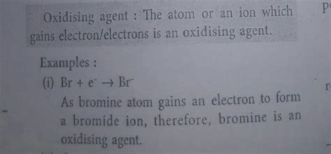 Explain the term oxidising and reducing agent with examples of each.Don ...