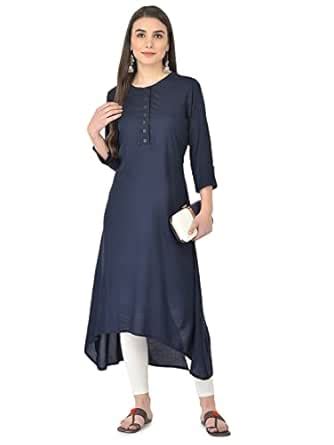 Pistaa's Women's Viscose Regular Kurta (KWTLHLNB36XS1_Navy Blue_X-Small ...