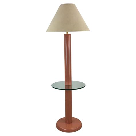 Postmodern Pink Floor Lamp with Attached Glass End Table and Empire ...