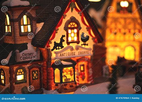 Christmas Village Decorations Stock Photo - Image of berries ...