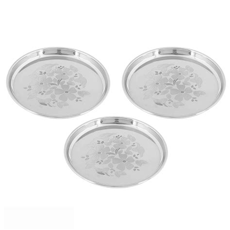 Stainless Steel Laser Printed Lunch Plates (Pack of 3) – LiMETRO STEEL