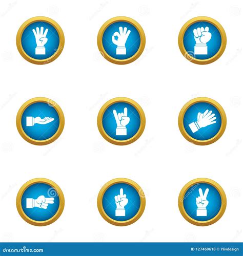 Sign Language Icons Set, Flat Style Stock Vector - Illustration of ...