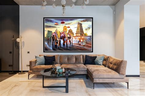 Buy South Indian Temple Painting Original Watercolor Painting Elephant ...