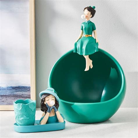 Buy Souvenir Polyresin Girl Figurine with Pen Holder from Home Centre ...