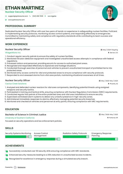 Nuclear Security Officer Resume Samples | QwikResume