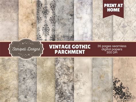 Vintage Gothic Parchment Seamless Papers | 36 Distressed Antique ...