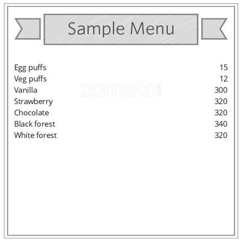 Menu at Sivanand Iyyengar's Bakery, Coimbatore