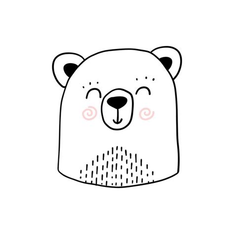 Scandinavian animal face nordic cute head vector hand drawn face for ...