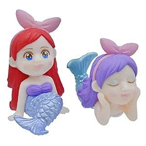 JustKraft Miniature Mermaid Pack of 2 | 2x2x6 cm | Decorative Toy ...