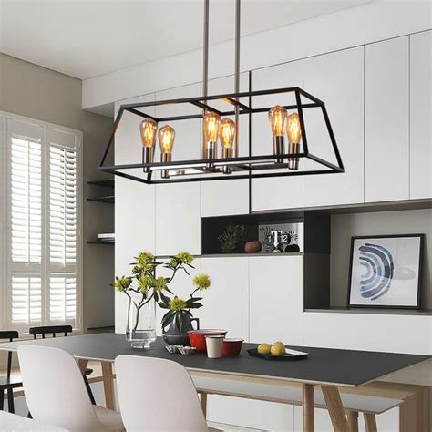 Cedar Hill 6-Light Black Farmhouse Square Large Hanging Pendant Light ...