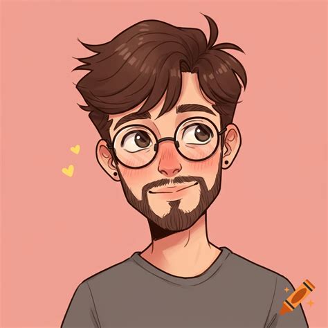 Cartoon portrait of a man with glasses, beard, and brown hair, in anime ...