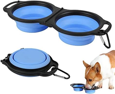 Collapsible Dog Bowls, Portable Travel Pet Feeder Bowl, 2 in 1 ...