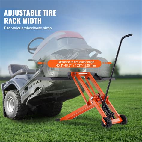 VEVOR Lawn Mower Lift with Hydraulic Jack, 500 Lbs Weight Capacity, Solid Carbon Steel Lawn ...