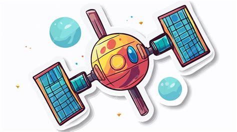 Cute Cartoon Satellite Sticker Vector Illustration | Premium AI ...