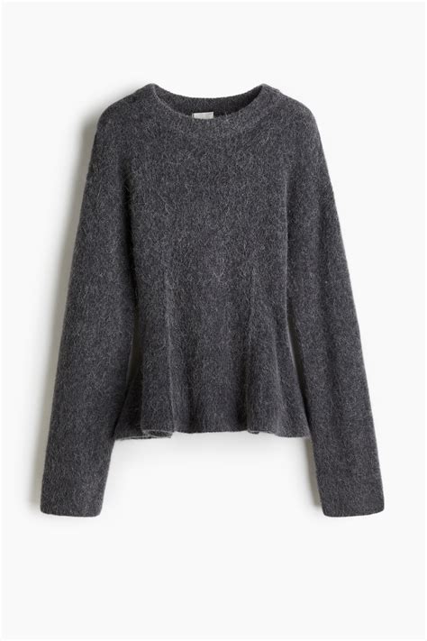 Women's Dark gray Alpaca-Blend Peplum Sweater | H&M CA