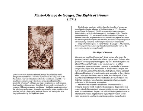 Image result for The Rights of Woman Olympe De Gouges